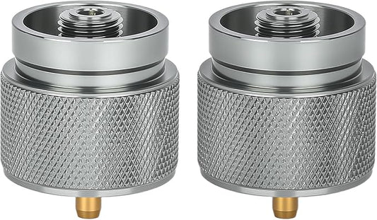 2Pcs Camping Stove Adapter 1 Lb Propane Small Tank Input EN417 Lindal Valve Output Outdoor Cylinder LPG No Leak Canister Adapter