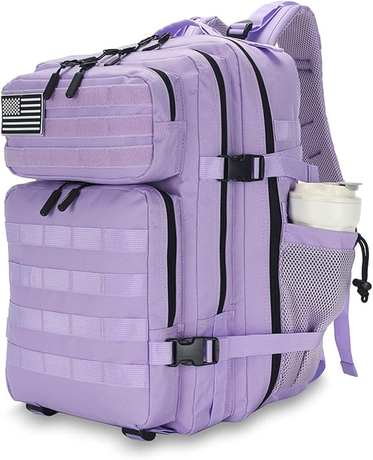 25L Tactical Backpack for Men Women Military Backpack Army Assault Pack Molle Backpack Small Bug Out Bag Travel Rucksack Daypack (Light Purple)