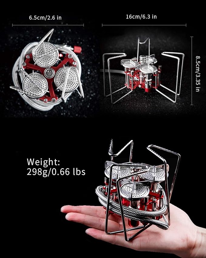 Bulin Camping Stove Burner 3500W/3800W/5800W/6800W/18000W Adjustable Ultralight Backpacking Stove Windproof Camp Portable Propane Stove for Camping Hiking Backpack Outdoor