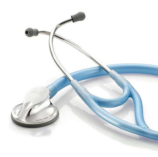 ADC Adscope 600 Platinum Series Cardiology Stethoscope with Tunable AFD Technology, 27 inch Length, Metallic Ceil Blue