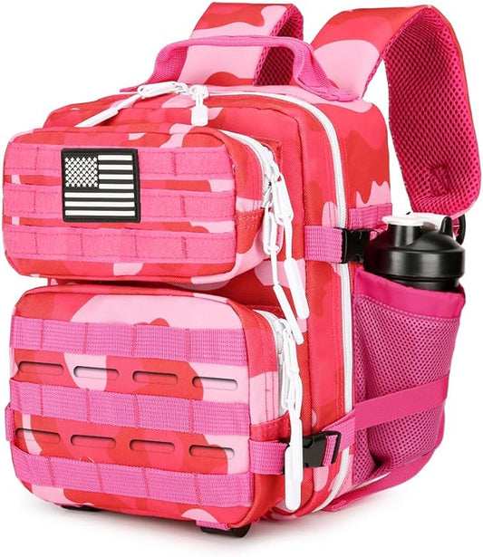 9L Mini Tactical Backpack 9L Assault Pack 9L Tactical Backpack Hiking Fitness Backpack(Rose red cp)