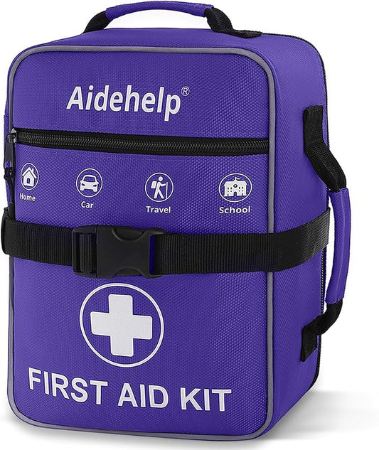 520 Pieces Premium First Aid Kit - Large Emergency Medical Kit for Survival, Car, Home, Travel, Camping, Backpack, Hiking, School (Purple)