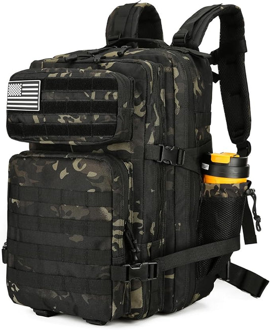 25L Tactical Backpack for Men Women Military Backpack Army Assault Pack Molle Backpack Small Bug Out Bag Travel Rucksack Daypack (Black Camo)