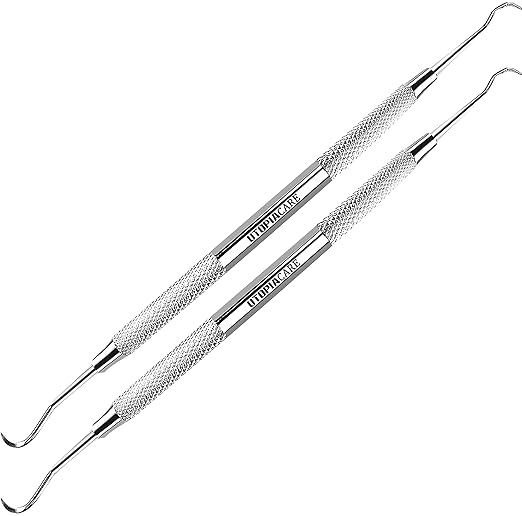 Utopia Care Professional Dental Tartar Scraper Tool, Dental Pick, 6.5 Inch Double Ended Tartar Remover for Teeth, Plaque Remover, Tooth Scraper, Silver, Pack of 2
