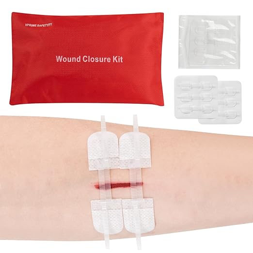 34 Pack Wound Closure Strips, Zip Stitches Wound Closure Kit 6PCS Repair Wounds Without Stitches, Sutures Butterfly Bandaids for Cut Care, Skin Closures, Outdoor Survival, Trauma Care