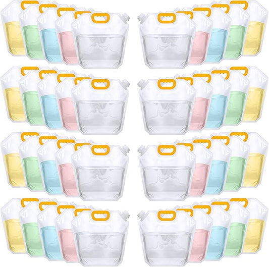 1.3 Gallon Collapsible Water Storage Bag Emergency Jug Container Clear Plastic Water Bladder for Outdoor Sport Camping Hiking No Leak, Freezable, Odorless, Flat Folding (No Scale)