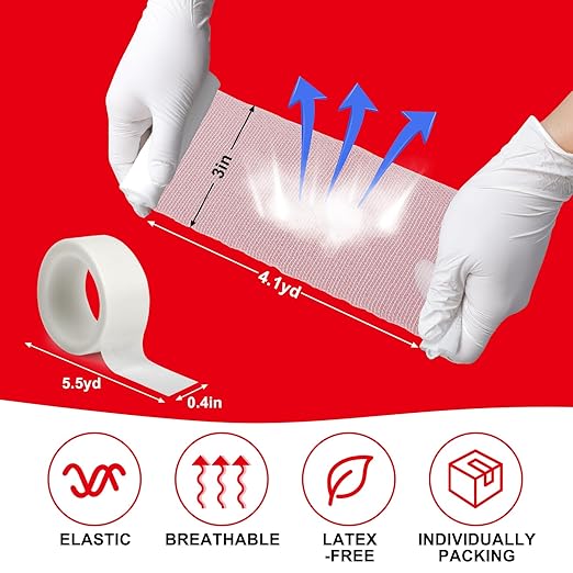 60 Pack Gauze Rolls, 3 in x 4.1 Yards, Individually Wrapped Breathable Rolled Gauze, Premium First Aid Supplies & Medical Supplies for Wounds