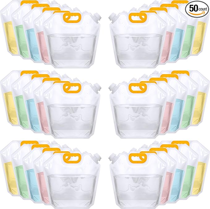 1.3 Gallon Collapsible Water Storage Bag Emergency Jug Container Clear Plastic Water Bladder for Outdoor Sport Camping Hiking No Leak, Freezable, Odorless, Flat Folding (No Scale)