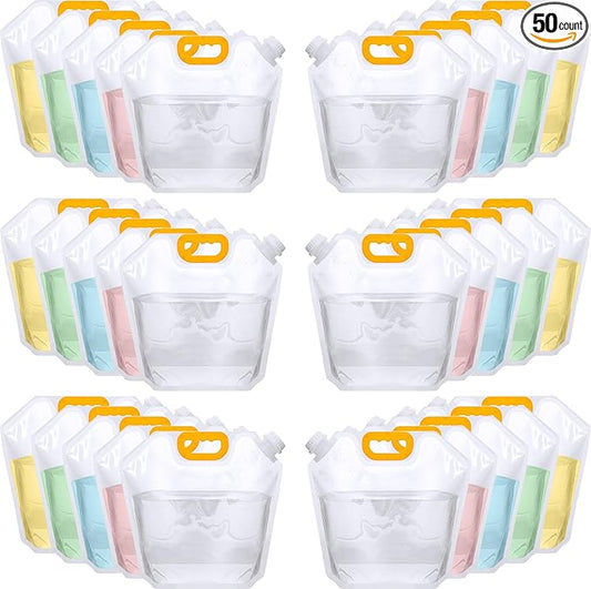 1.3 Gallon Collapsible Water Storage Bag Emergency Jug Container Clear Plastic Water Bladder for Outdoor Sport Camping Hiking No Leak, Freezable, Odorless, Flat Folding (No Scale)