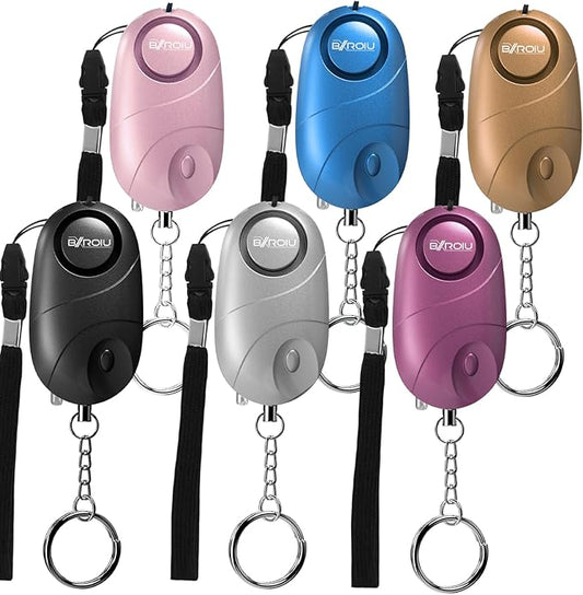 6Pack Personal Alarm Siren Emergency Self Defense Security with LED Lights Safety Alarm for Women Kids and Elders(Multicolored)