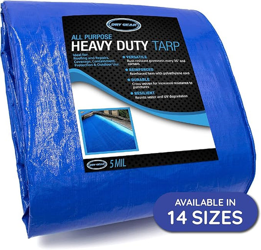 Waterproof Tarps 9x12 - Multi Purpose 5 MIL Tarp - High Durability 9x12 Tarp - Construction, Rain Shelter, Outdoor Cover and Camping Use
