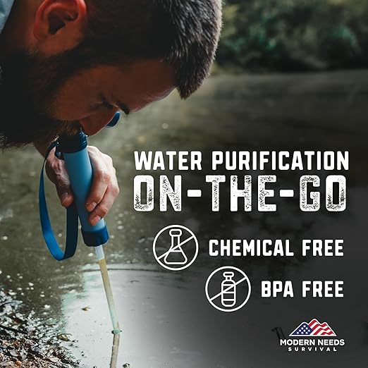 Ready Filter Personal Water Filter Straw | Backpacking Water Filter for Hiking & Camping | Portable Water Purifier Camping | Emergency Survival Gear & Camping Survival Kit | 5 Pack