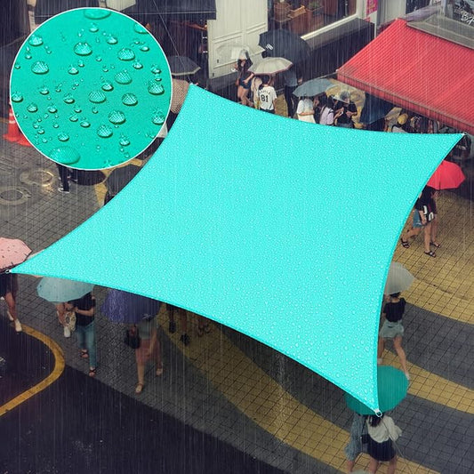 Amgo 10' x 10' Custom Size Turquoise Rectangle Square Waterproof Sun Shade Sail Order to Make UPF50+ AMWTPR0712 Canopy Awning, 98% UV Blockage Water Resistant, Backyard Patio Garden (We Customize)