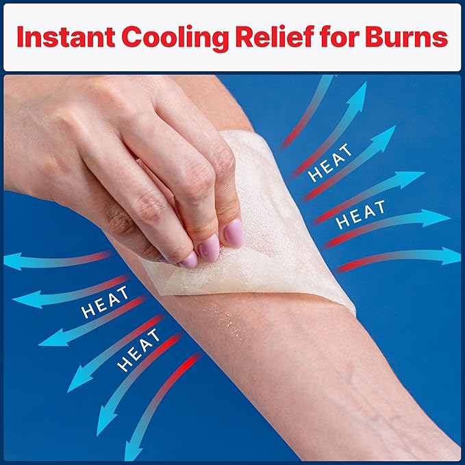 BurnFix® Hydrogel Burn Dressings 8-Pack – 4×4″ Sterile Gel-Infused Foam Patches for 1st & 2nd Degree Burns, Sunburns & Scalds | Instant Cooling Relief & Fast-Healing Non-Stick First Aid Essential (8)