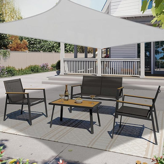 10' x 13' Sun Shade Sail, Rectangle Waterproof Canopy Awning UV Block Sunshade for Outdoor Patio Garden Terrace Backyard Pergola Sunscreen (Light Grey) (Customization Acceptable)
