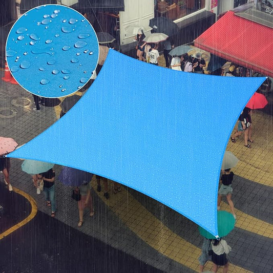 Amgo 10' x 10' Custom Size Blue Rectangle Square Waterproof Sun Shade Sail Order to Make UPF50+ AMWTPR0712 Canopy Awning, 98% UV Blockage Water Resistant, Backyard Patio Garden (We Customize)