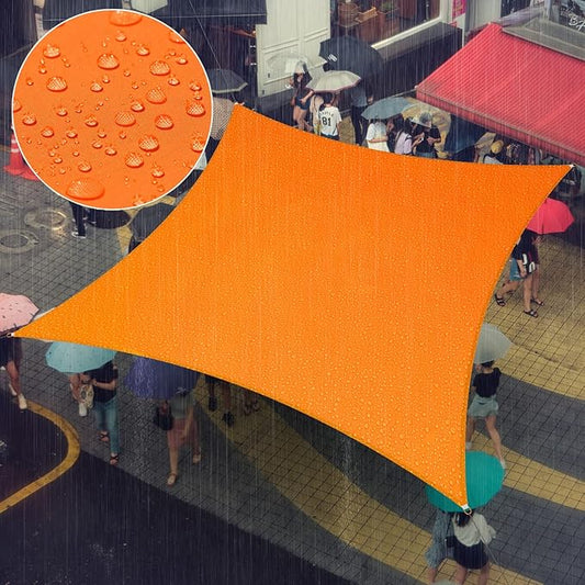 Amgo 10' x 10' Custom Size Orange Rectangle Square Waterproof Sun Shade Sail Order to Make UPF50+ AMWTPR0712 Canopy Awning, 98% UV Blockage Water Resistant, Backyard Patio Garden (We Customize)