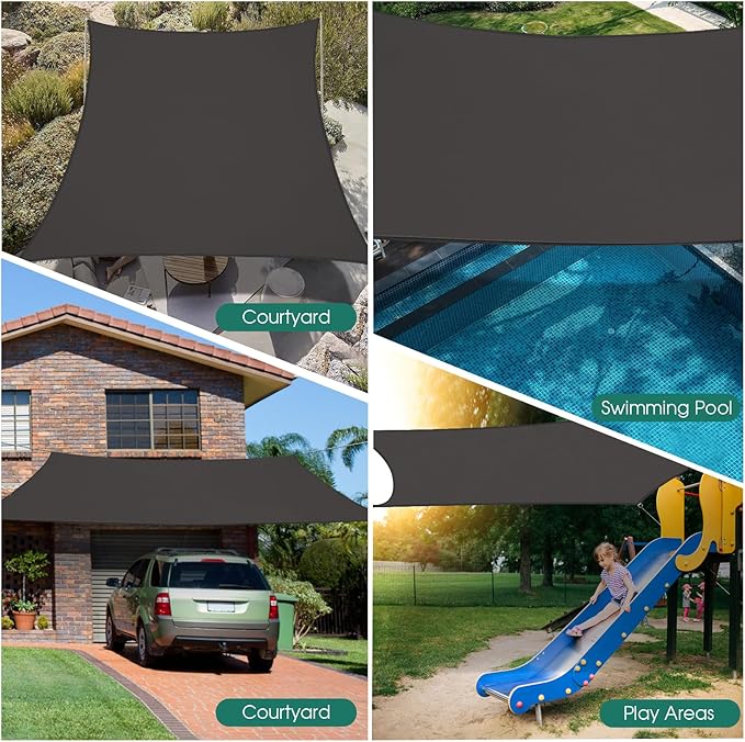 10' x 13' Sun Shade Sail, Rectangle Waterproof Canopy Awning UV Block Sunshade for Outdoor Patio Garden Terrace Backyard Pergola Sunscreen (Anthracite) (Customization Acceptable)