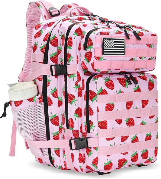 45L Tactical Assault Backpack 3 day assault pack with Molle Waterproof backpack Rucksack for Tactical Backpacks (Strawberry)