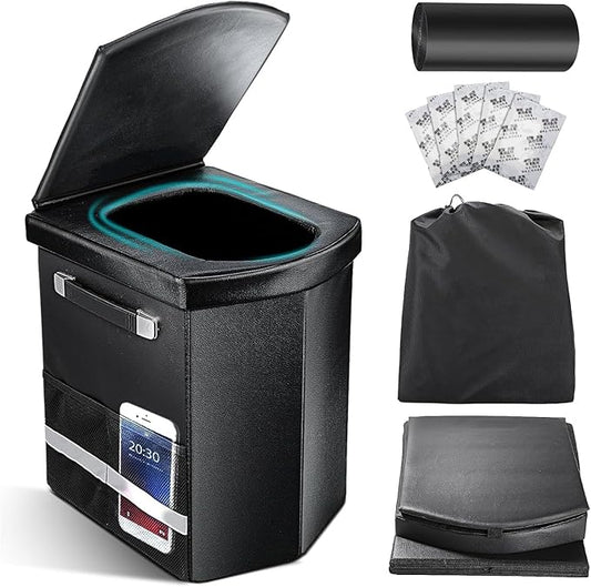2025 Upgraded 16.5'' XL Portable Toilet for Adults,Tall Camping Toilet with Lid and Convenient Carry Bag, Portable Potty for Camping, Hiking, Car Travel,Truck, RV, Boating, Road Trips, Beach