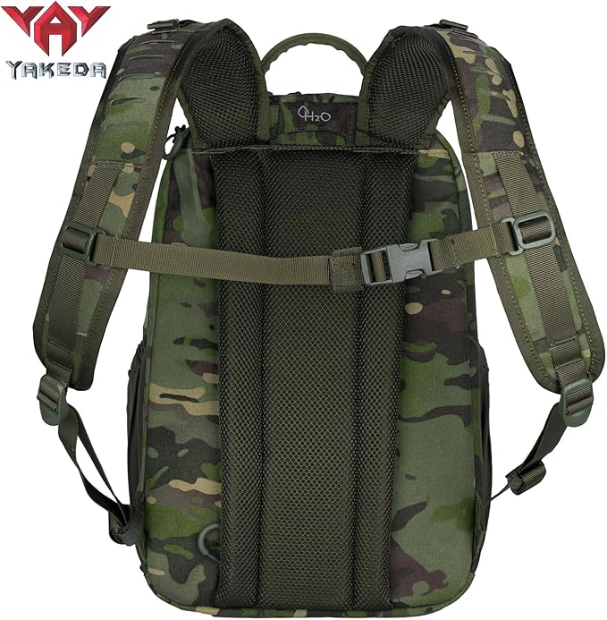 vAv YAKEDA 500D NylonTactical Military Backpack for Men,Fit 12.6-15.6 inches Laptop, Daily Bag for Hiking,hunting,running (Green Ruins)