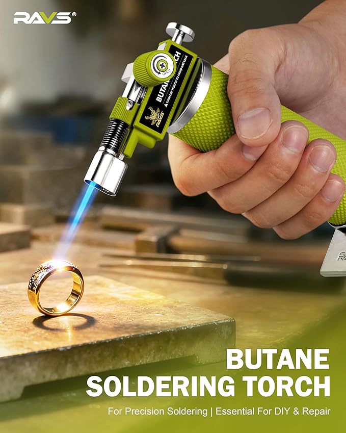 RAVS Butane Torch Lighter, DUAL Flame Mode Kitchen Torch Cooking Torches, Creme Brulee Torch lighters butane refillable, Mini Torch Micro Torch for Welding, Soldering Torch, Butane is Not Included