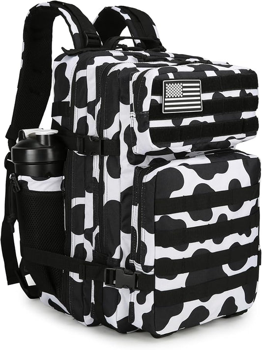 45L Tactical Assault Backpack 3 day assault pack with Molle Waterproof backpack Rucksack for Tactical Backpacks (Cow color)