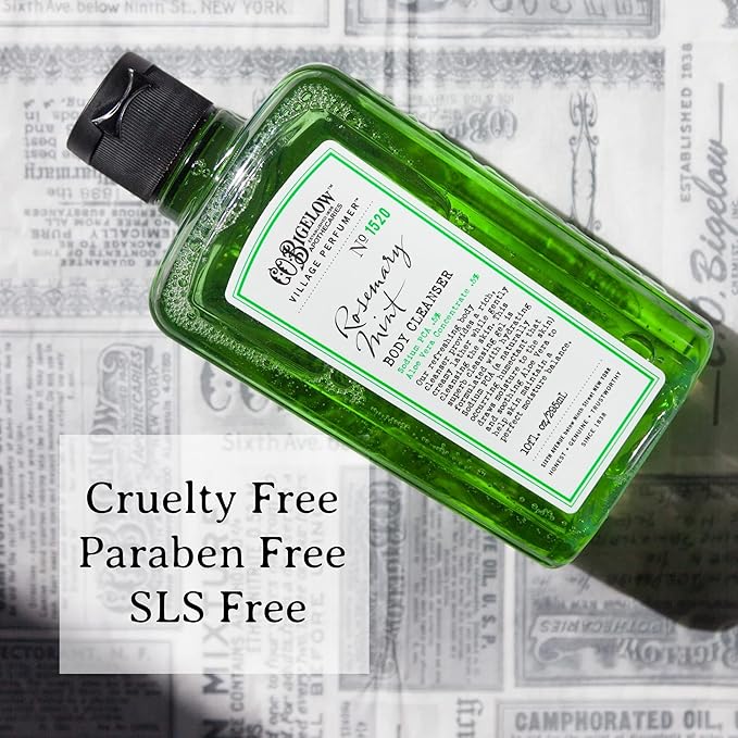 C.O. Bigelow Rosemary Mint Body Wash, Village Perfumer Moisturizing Body Wash with Aloe Vera, 10 Fl Oz