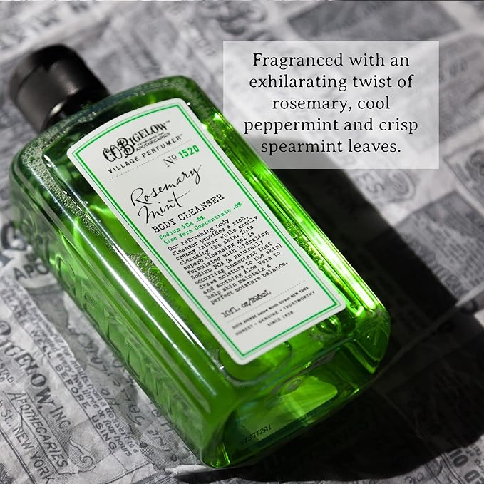 C.O. Bigelow Rosemary Mint Body Wash, Village Perfumer Moisturizing Body Wash with Aloe Vera, 10 Fl Oz