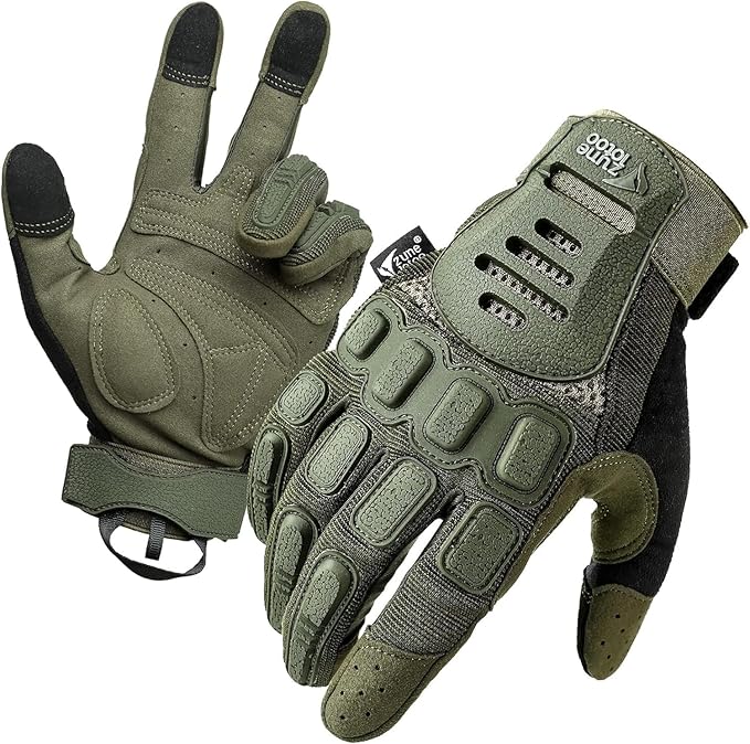 ZUNE LOTOO Touchscreen Tactical Gloves Men with TPR Finger Impact Protection & Palm Padded for Motorcycle Airsoft Paintball Range Work