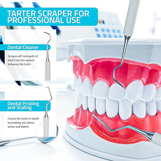 Utopia Care Professional Dental Tartar Scraper Tool, Dental Pick, 6.5 Inch Double Ended Tartar Remover for Teeth, Plaque Remover, Tooth Scraper, Silver, 1 Piece