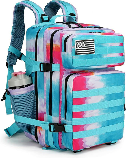 45L Tactical Assault Backpack 3 day assault pack with Molle Waterproof backpack Rucksack for Tactical Backpacks (Rainbow)