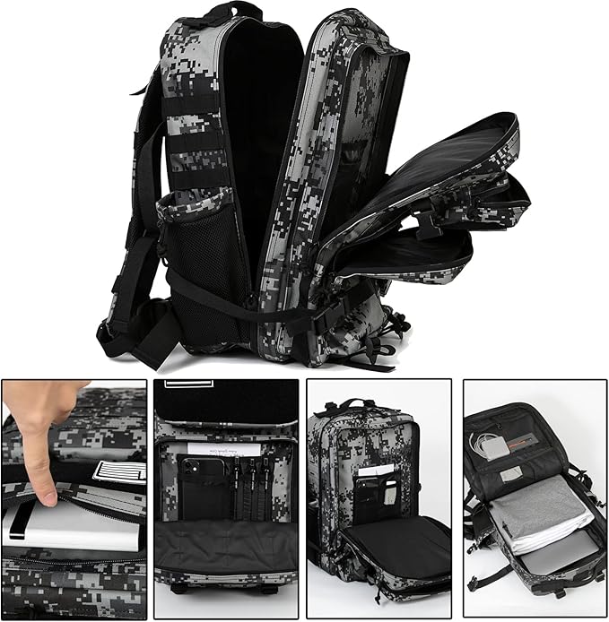 QT&QY 25L/45L Military Tactical Backpack For Men Molle Daypack 3 Day Bug Out Bag Hiking Rucksack With Bottle Holder