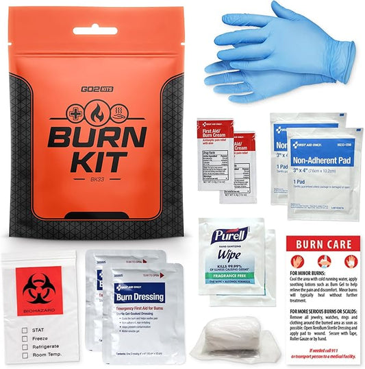 Advanced Burn Kit, Comprehensive Burn First Aid Kit with Dressings, Burn Cream & Gauze, Portable First Aid Kit for Home, Office, Car & Travel, 1-Pack (BK33)