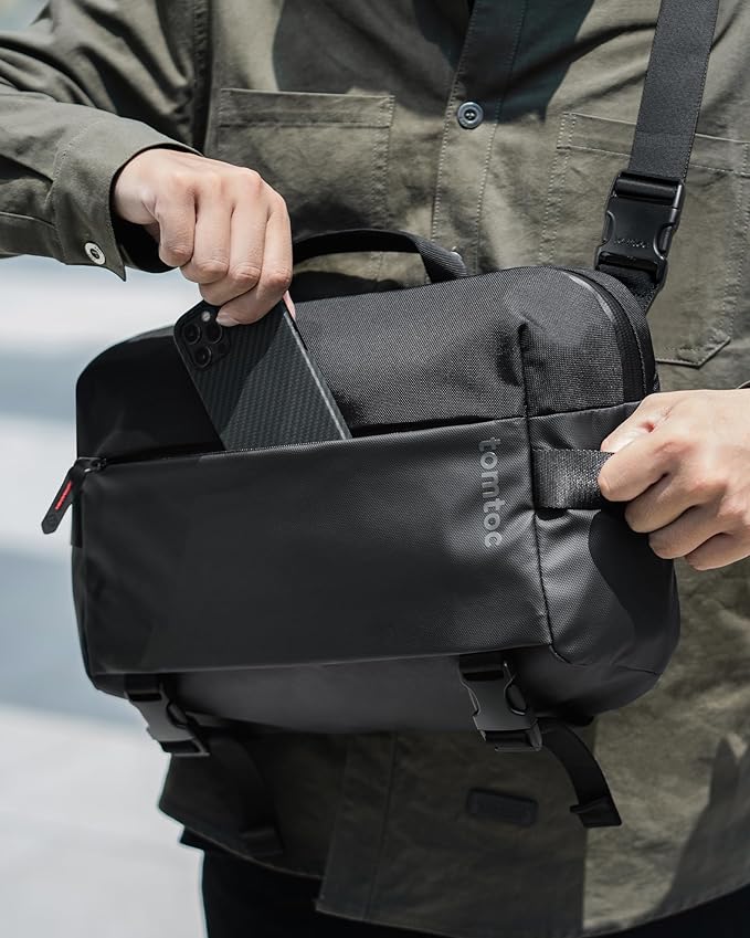 tomtoc Compact EDC Sling Bag, Minimalist Chest Shoulder Backpack Crossbody Bag for Men Women, Lightweight Carry Casual Bag