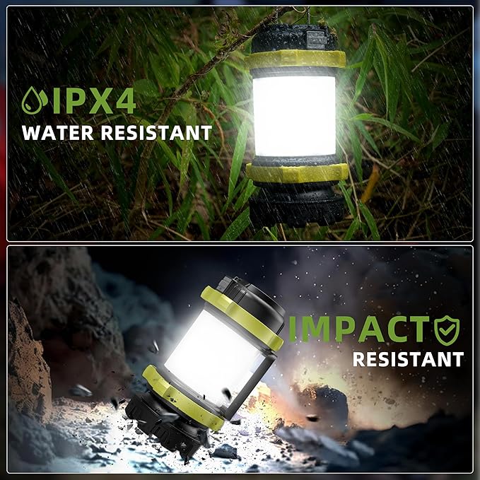 Camping Lantern Rechargeable, Alpswolf Led Lantern Camping Flashlight with 4000 Capacity, 6 Modes, IPX4 Waterproof, Portable Rechargeable Lanterns for Power Outage, Hiking Hurricane Outdoor