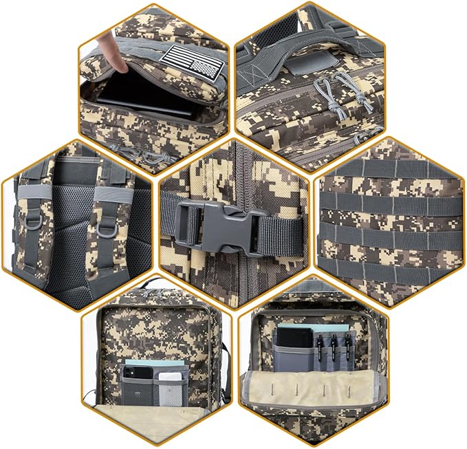 QT&QY 45L Military Tactical Backpacks Molle Army Assault Pack 3 Day Bug Out Bag Hiking Treeking Rucksack…