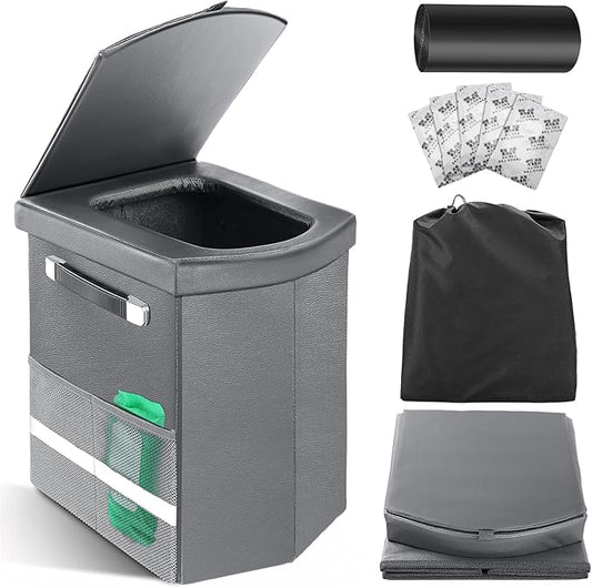 2025 Upgraded 16.5'' XL Portable Toilet for Adults,Tall Camping Toilet with Lid and Convenient Carry Bag, Portable Potty for Camping, Hiking, Car Travel,Truck, RV, Boating, Road Trips, Beach (Gray)