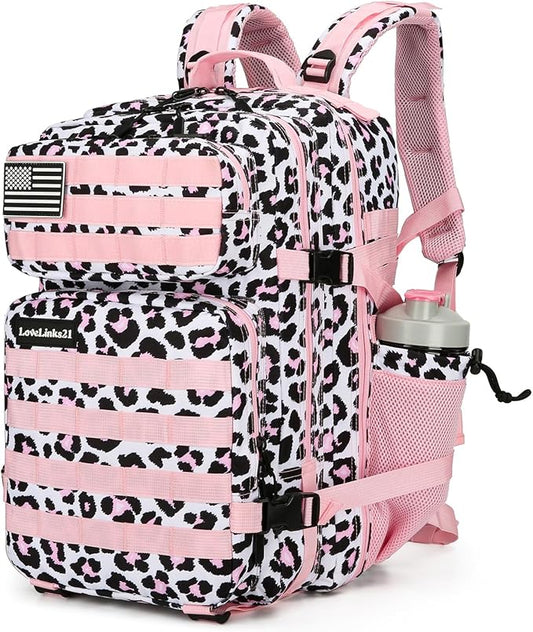 25L Tactical Backpack for Men Women Military Backpack Army Assault Pack Molle Backpack Small Bug Out Bag Travel Rucksack Daypack (Pink Leopard)