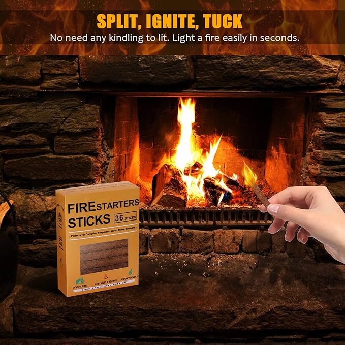 Realcook Natural Fire Starter Cubes: Upgraded 36 Firestarters Kindling