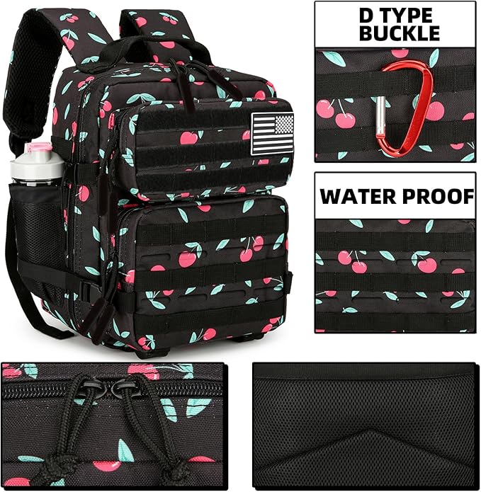 9L Mini Tactical Backpack 9L Assault Pack 9L Tactical Backpack Hiking Fitness Backpack(Cherry)