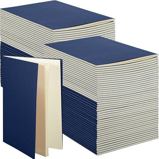 100 Pcs Kraft Notebook Journals 5.5 Inch x 8.3 Inch A5 Softcover Notebooks Bulk for Writing Sketch Office Notepad with 60 Pages 30 Sheets (Navy,Unlined)