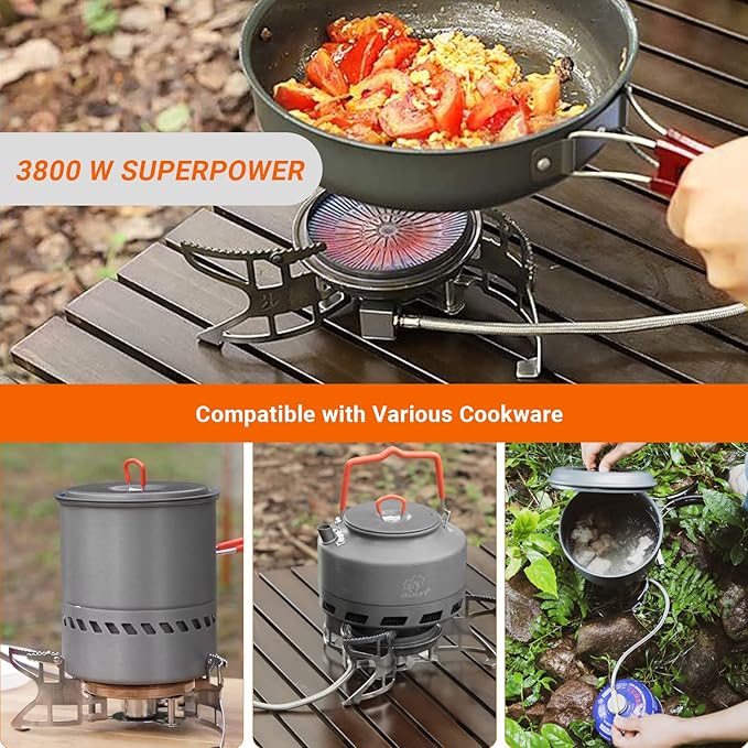Bulin Camping Stove Burner 3500W/3800W/5800W/6800W/18000W Adjustable Ultralight Backpacking Stove Windproof Camp Portable Propane Stove for Camping Hiking Backpack Outdoor