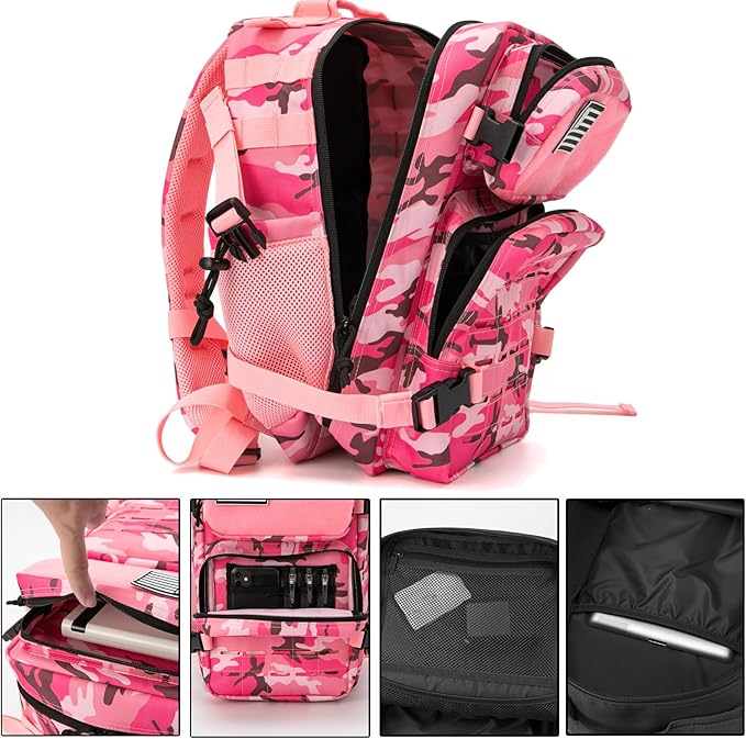 QT&QY 25L/45L Military Tactical Backpack For Men Molle Daypack 3 Day Bug Out Bag Hiking Rucksack With Bottle Holder