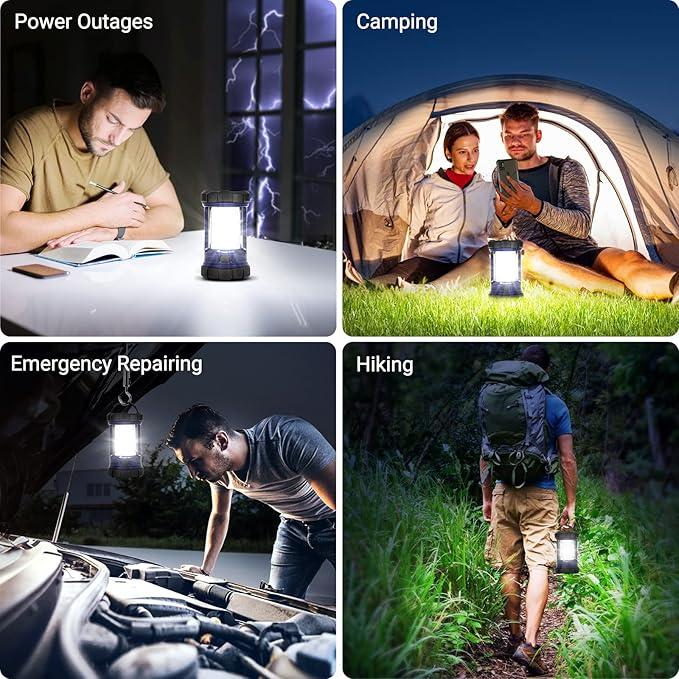 Camping Lantern, 3200LM LED Lanterns for Power Outages, 4600mAh Phone Charger & Rechargeable Lantern, 5 Light Modes Camping Lights & Lanterns for Hurricane/Emergency, CT CAPETRONIX Camping Accessories