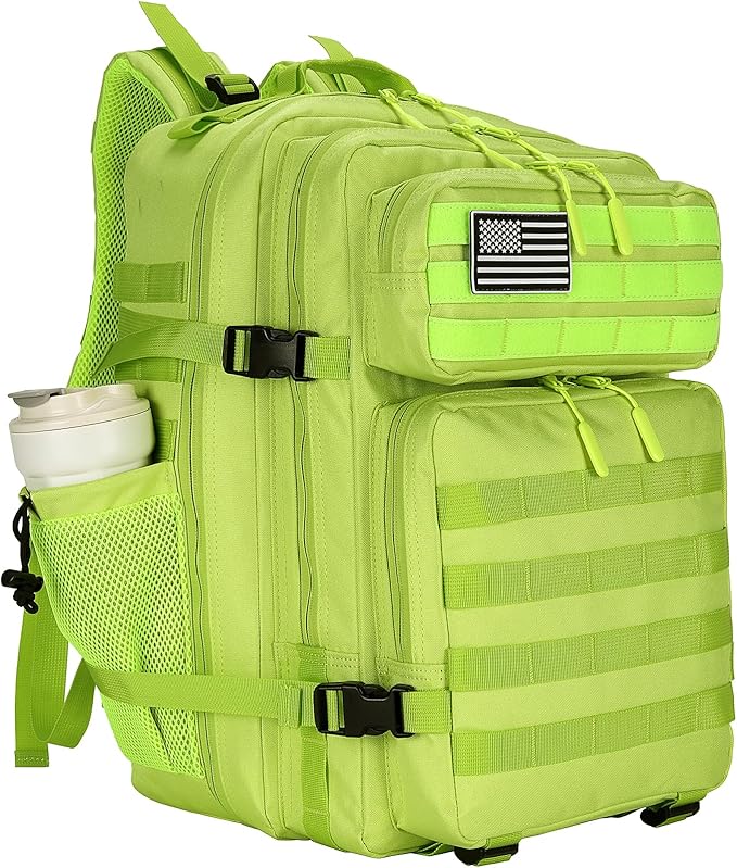 25L Tactical Backpack Small Military Tactical Backpack Molle Bag Heavy Duty Assault Pack for Work Gym Outdoors (Bright Green)