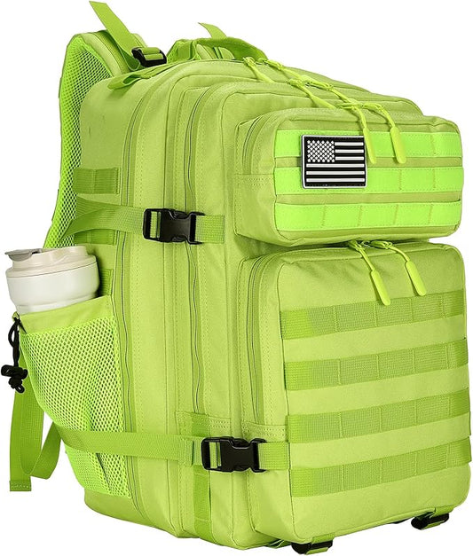 25L Tactical Backpack Small Military Tactical Backpack Molle Bag Heavy Duty Assault Pack for Work Gym Outdoors (Bright Green)