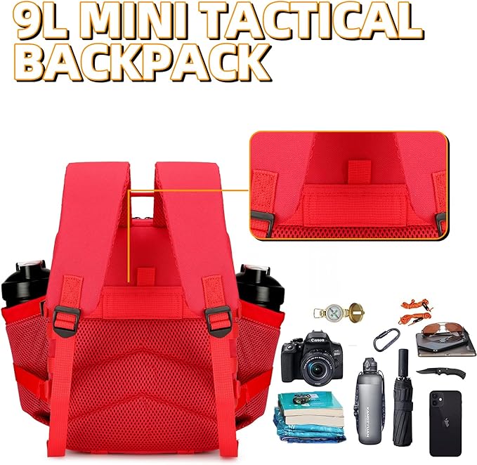9L Tactical Assault Backpack Gym Pack Hiking Travel Camping Backpack（Red）
