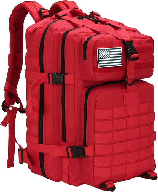 45L Military Tactical Backpack for Men & Women Bug Out Bag Assault pack Molle Daypack Hiking Trekking Rucksack(45L red)