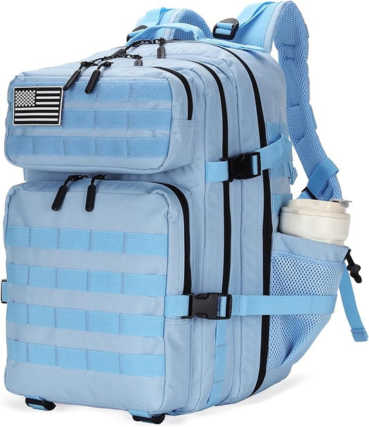 25L Tactical Military Backpack Small Travel Backpack for Men and Women Assault Pack Bug Out Bag Molle Daypack Gym Bag with Bottle Holder (Light Blue)